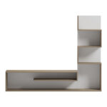 Έπιπλο τηλεόρασης με βιβλιοθήκη Cazenda pakoworld σε sonoma με λευκή απόχρωση 160x29x126εκ - Image 3