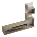 Έπιπλο τηλεόρασης με βιβλιοθήκη Cazenda pakoworld σε sonoma με λευκή απόχρωση 160x29x126εκ - Image 5