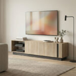 Έπιπλο τηλεόρασης με Led Vario pakoworld sonoma - ανθρακί 185.6x35x45εκ