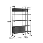 Βιβλιοθήκη Rhombo pakoworld καρυδί-μαύρο 120x35x180εκ - Image 8