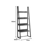 Βιβλιοθήκη-Ραφιέρα Alfa pakoworld καρυδι-μαύρο μέταλλο 75x36x185εκ - Image 6