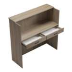 Γραφείο reception Optima pakoworld με led sonoma-λευκή όψη μαρμάρου 110x40x110εκ - Image 2