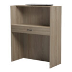 Γραφείο reception Zowel pakoworld με led sonoma-λευκή όψη μαρμάρου 90x40x110εκ - Image 3