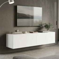 Έπιπλο τηλεόρασης επιτοίχιο με Led Rival pakoworld λευκό 120x35x30εκ