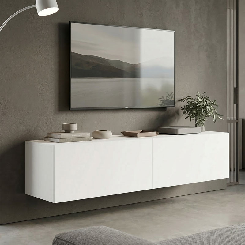 230-000193 Έπιπλο τηλεόρασης επιτοίχιο με Led Rival pakoworld λευκό 120x35x30εκ