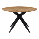 Τραπέζι Toda pakoworld mdf σε sonoma απόχρωση με μαύρα μεταλλικά πόδια Φ120x75εκ - Image 3