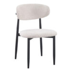 Καρέκλα Folegio pakoworld μπουκλέ σε κρεμ απόχρωση με μαύρα πόδια 50x57x79.5εκ