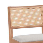 Σκαμπό bar Winslow pakoworld ξύλο rubberwood ανοικτό καρυδί-pvc rattan φυσικό-ύφασμα γκρι 44.5x46x98εκ - Image 3