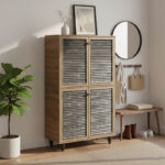 Παπουτσοθήκη-ντουλάπι Ronan pakoworld χρώμα καρυδί 70.5x35x122εκ