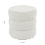 Σκαμπό-πουφ Kioto pakoworld μπουκλέ λευκό Φ40x40εκ - Image 2