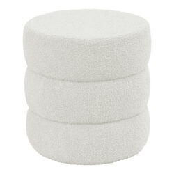 Σκαμπό-πουφ Kioto pakoworld μπουκλέ λευκό Φ40x40εκ