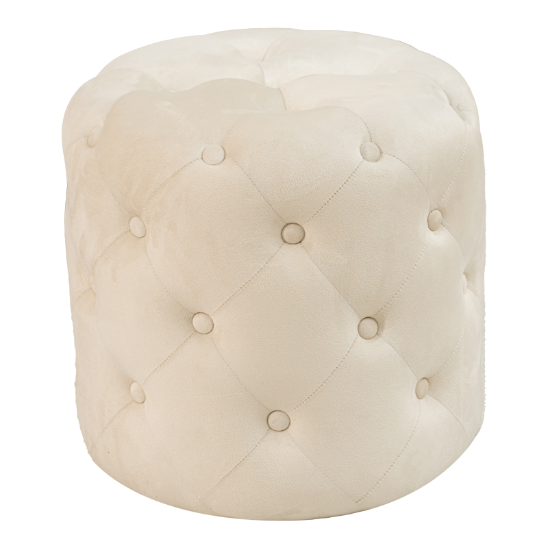 257-000025 Σκαμπό-πουφ Seval pakoworld βελούδο κρεμ Φ49x47εκ