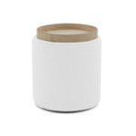 Σκαμπό-μπαούλο Batur pakoworld μπουκλέ ύφασμα σε λευκή απόχρωση Φ34x38εκ - Image 2