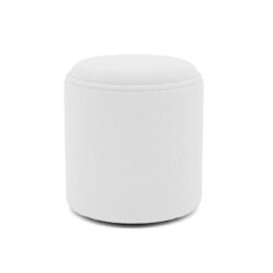 Σκαμπό-μπαούλο Batur pakoworld μπουκλέ ύφασμα σε λευκή απόχρωση Φ34x38εκ