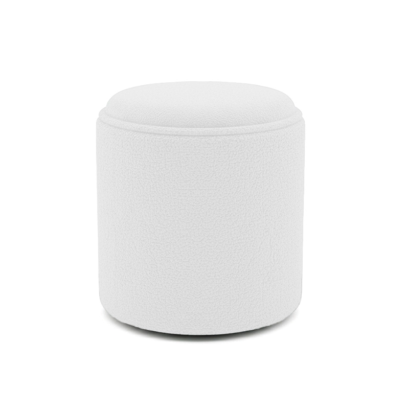 257-000035 Σκαμπό-μπαούλο Batur pakoworld μπουκλέ ύφασμα σε λευκή απόχρωση Φ34x38εκ