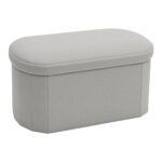 Σκαμπό-μπαούλο Otto pakoworld ύφασμα μπουκλέ σε κρεμ-ivory απόχρωση 76x38x38εκ