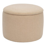 Σκαμπό-μπαούλο Roundy pakoworld μπουκλέ ύφασμα σε μπεζ απόχρωση Φ55x41.5εκ