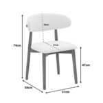 Καρέκλα Ubene pakoworld rubberwood σε καρυδί-μπουκλέ ύφασμα σε λευκή απόχρωση 51x56x79εκ - Image 8