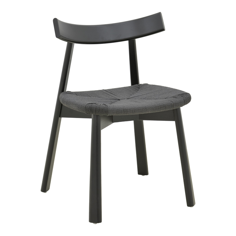 263-000058 Καρέκλα Clareta pakoworld rubberwood-σχοινί σε μαύρη απόχρωση 53x55x79εκ