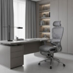 Καρέκλα γραφείου διευθυντή με υποπόδιο Thelonius pakoworld mesh γκρι - Image 2