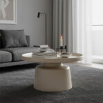 Τραπέζι σαλονιού Ginoze pakoworld μέταλλο σε λευκή απόχρωση Φ70x41εκ