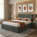 Κρεβάτι διπλό Zilin pakoworld ύφασμα ανθρακί με αποθηκευτικό χώρο 160x200εκ - Image 2