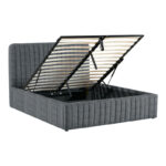 Κρεβάτι διπλό Zilin pakoworld ύφασμα ανθρακί με αποθηκευτικό χώρο 160x200εκ - Image 4