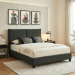 Κρεβάτι διπλό Majus pakoworld ύφασμα ανθρακί 160x200εκ - Image 2