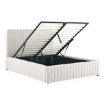 Κρεβάτι διπλό Zilin pakoworld ύφασμα μπεζ με αποθηκευτικό χώρο 160x200εκ - Image 3