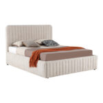 Κρεβάτι διπλό Zilin pakoworld ύφασμα μπουκλε μπεζ με αποθηκευτικό χώρο 160x200εκ - Image 2