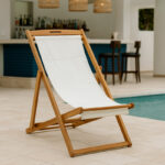 Σεζλόνγκ Franclow pakoworld ξύλο ακακίας φυσικό-πανί pvc λευκό - Image 2