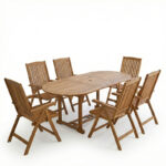 Τραπεζαρία Zerco-Sopho pakoworld σετ 7τεμ φυσικό μασίφ ξύλο ακακίας 200/150x100x75εκ - Image 2