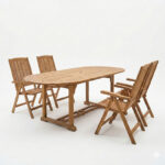 Τραπεζαρία Zerco-Sopho I pakoworld σετ 5τεμ φυσικό μασίφ ξύλο ακακίας 200/150x100x75εκ - Image 2