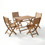 Τραπεζαρία Gorbo-Jaybo pakoworld σετ 5τεμ πτυσσόμενο φυσικό μασίφ ξύλο ακακίας 100x65x72εκ - Image 2