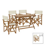 Τραπεζαρία Bistrual-Jaybo pakoworld σετ 5τεμ πτυσσόμενο φυσικό μασίφ ξύλο ακακίας 100x65x72εκ