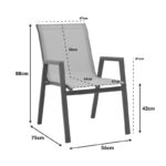 Πολυθρόνα Azelie pakoworld στοιβαζόμενη textilene ανθρακί-πόδι αλουμινίου ανθρακί-plywood μπράτσο 56x75x88εκ - Image 8