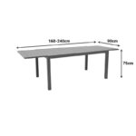 Τραπέζι επεκτεινόμενο Lafla pakoworld αλουμινίου ανθρακί 160-240x90x75εκ - Image 10