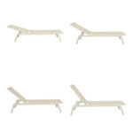 Ξαπλώστρα Boka pakoworld λευκό αλουμίνιο και textilene σε μπεζ απόχρωση 60x192x31εκ - Image 4