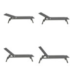 Ξαπλώστρα Boka pakoworld ανθρακί αλουμίνιο και textilene σε μαύρη απόχρωση 60x192x31εκ - Image 4