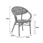 Πολυθρόνα Isaia pakoworld καρυδί αλουμίνιο-textilene μαύρο 57x57x83εκ - Image 2