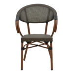 Πολυθρόνα Isaia pakoworld καρυδί αλουμίνιο-textilene μαύρο 57x57x83εκ - Image 5