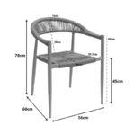 Πολυθρόνα Fagen pakoworld στοιβαζόμενη λευκό αλουμίνιο-φυσικό textilene 56x60x78εκ - Image 6