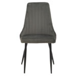 Καρέκλα Azori pakoworld ανθρακί βελούδο-πόδι μαύρο μέταλλο 49x55x85εκ - Image 4