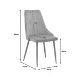 Καρέκλα Azori pakoworld μπεζ βελούδο με πόδι μετάλλου σε φυσική απόχρωση 49x55x85εκ - Image 8