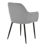 Πολυθρόνα Noor pakoworld γκρι βελούδο με πόδι μετάλλου σε μαύρη απόχρωση 58x58x86εκ - Image 2