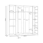 Ντουλάπα ρούχων Closet pakoworld τετράφυλλη sonoma oak-λευκό μελαμίνης 200x61.5x190.5εκ - Image 5