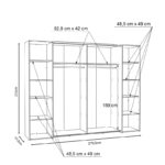 Ντουλάπα ρούχων Verzo pakoworld τετράφυλλη oak-λευκό μελαμίνης 270,5x61.5x210.5εκ - Image 5