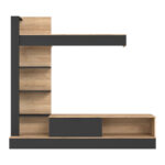 Σύνθετο σαλονιού Dranko pakoworld μαύρο-oak μελαμίνης 205x41.5x192εκ - Image 3