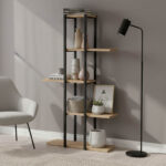 Επιδαπέδια ραφιέρα Ploko pakoworld oak μελαμίνης-μαύρο μέταλλο 60x24.7x111εκ - Image 2