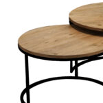 Τραπέζια σαλονιού Solme pakoworld σετ 2τεμ φυσικό μελαμίνης-μαύρο μέταλλο - Image 4